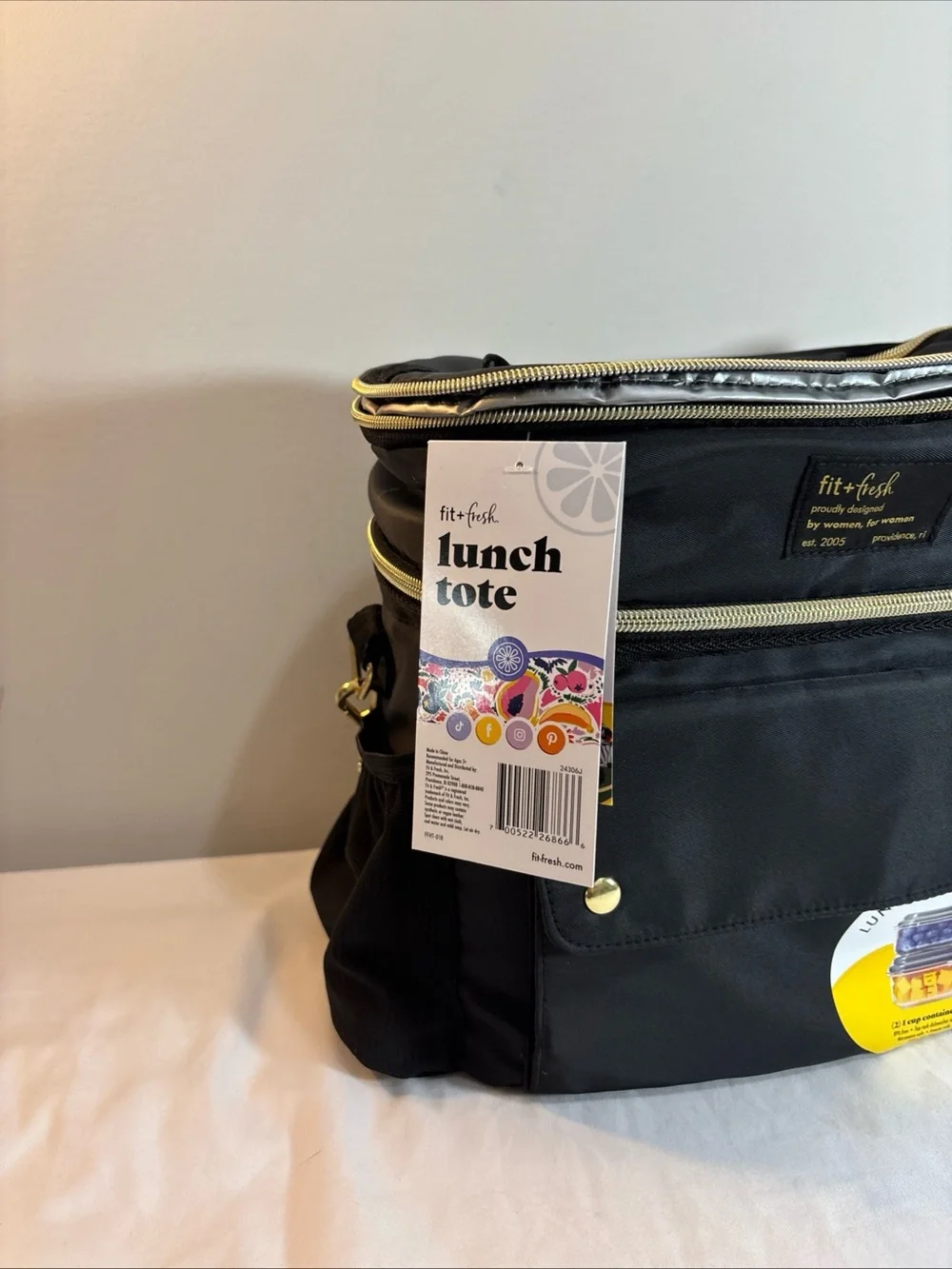 Fit & Fresh Black Lunch Tote Backpack.  New!!